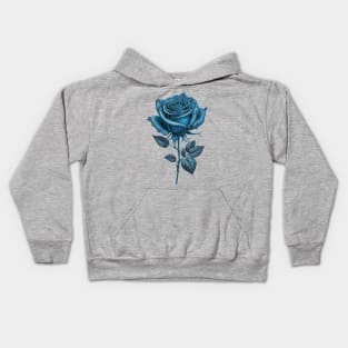 Blue Rose Drawing, Flower Drawing, Gift For Her Kids Hoodie